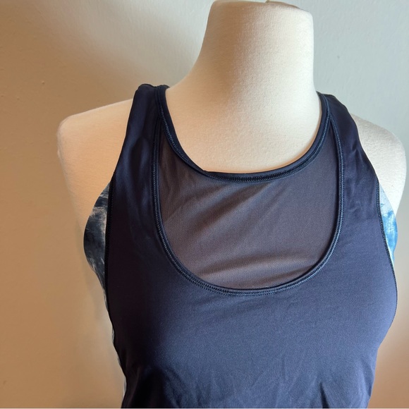 Lululemon navy blue mesh with me tank in sea side silver size 10 - Picture 9 of 10